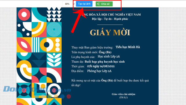 Giấy mời họp phụ huynh