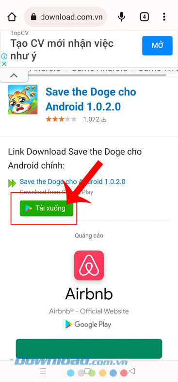 Ấn vào nút Tải xuống
