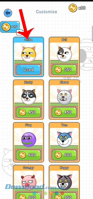 Sử dụng xu để đổi loại chó