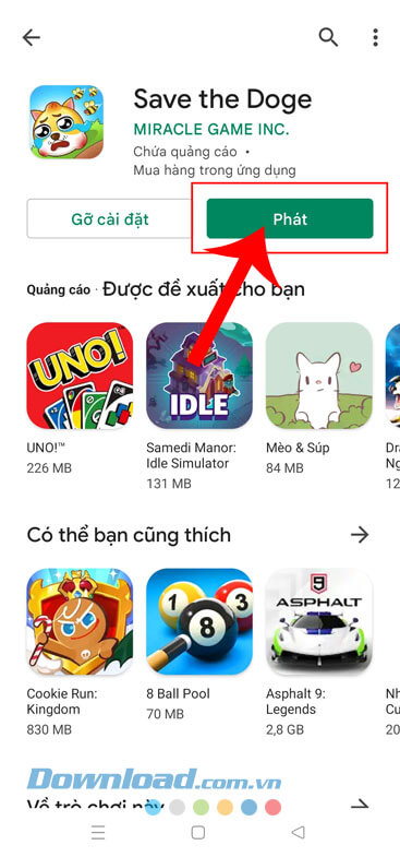 Nhấn vào nút Phát