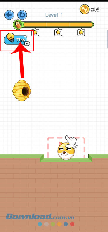 Ấn vào biểu tượng bóng đèn để xem gợi ý