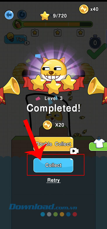 Nhấn vào nút Collect