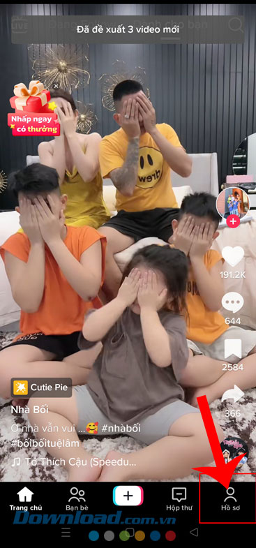 Ấn vào biểu tượng tài khoản