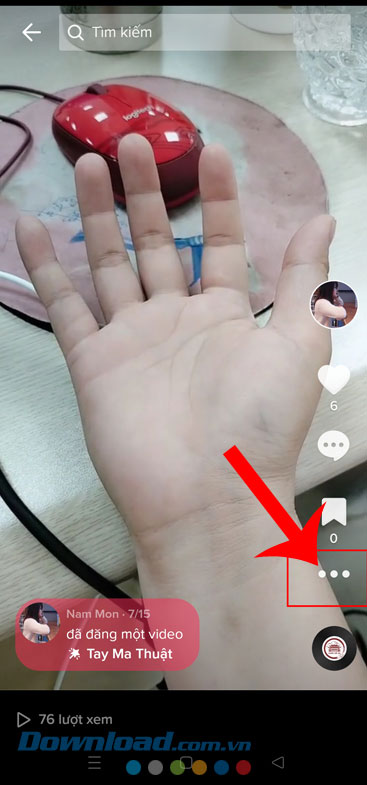 Ấn vào biểu tượng dấu ba chấm