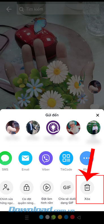 Chạm vào nút Xóa