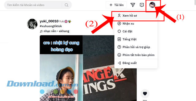 Click chuột vào ảnh đại diện > Nhấn vào mục Xem hồ sơ