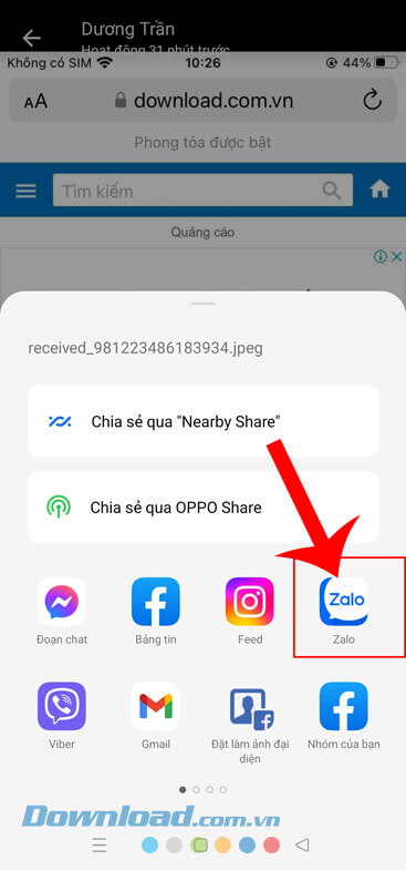 Chạm vào logo ứng dụng Zalo