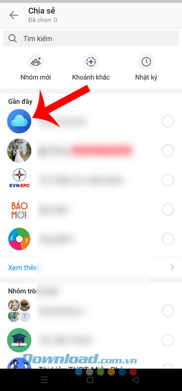 Chọn bạn bè trên Zalo