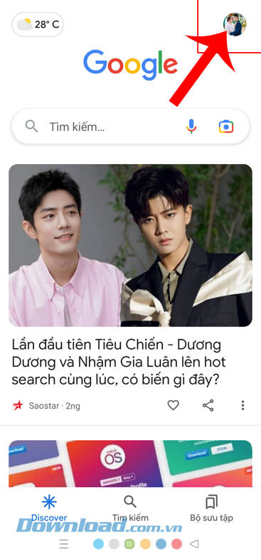 Ấn vào biểu tượng ảnh đại diện