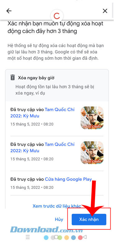 Ấn vào nút Xác nhận