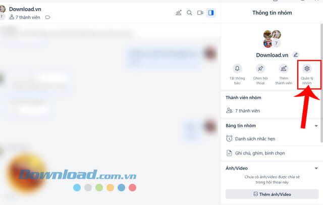 Click chuột vào mục Quản lý nhóm