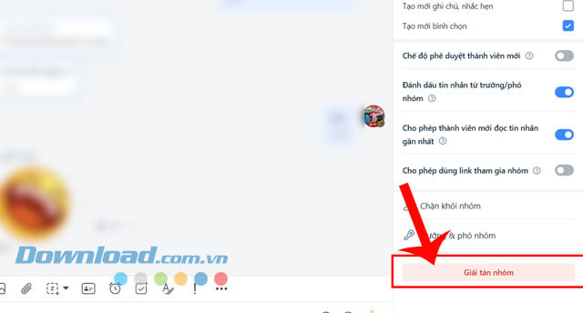 Nhấp chuột vào nút Giải tán tóm 