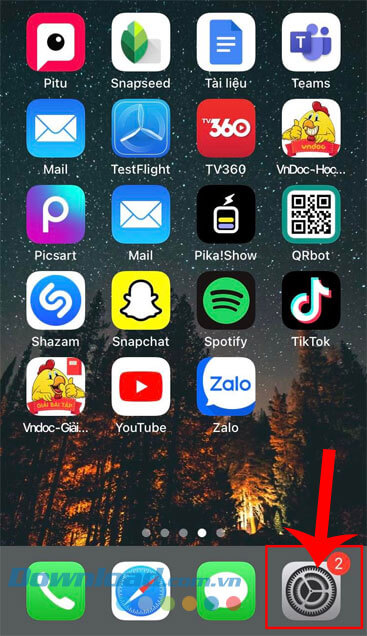 Mở ứng dụng Cài đặt