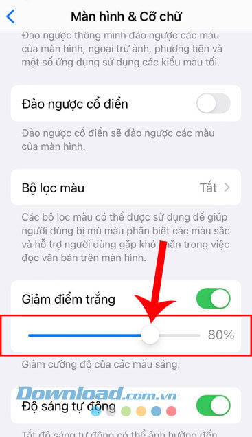 Điều chỉnh thanh giảm cường độ sáng