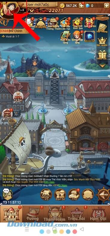 Nhấn vào biểu tượng tài khoản