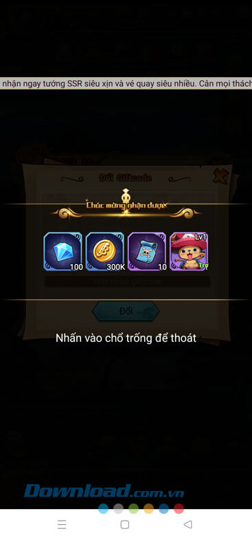 Chạm vào màn hình để nhận quà