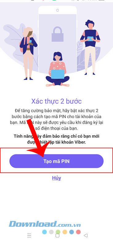 Chạm vào nút Tạo mã PIN