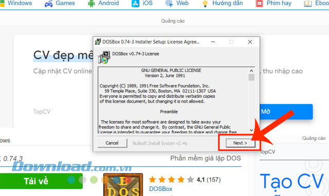 Click chuột vào nút Next 2 lần liên tiếp