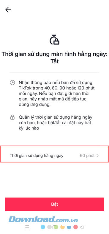 Nhấn vào mục Thời gian sử dụng hằng ngày
