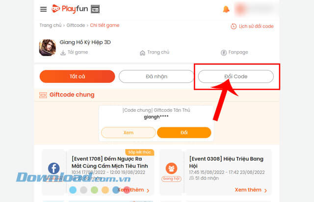 Nhấp chuột vào nút Đổi code