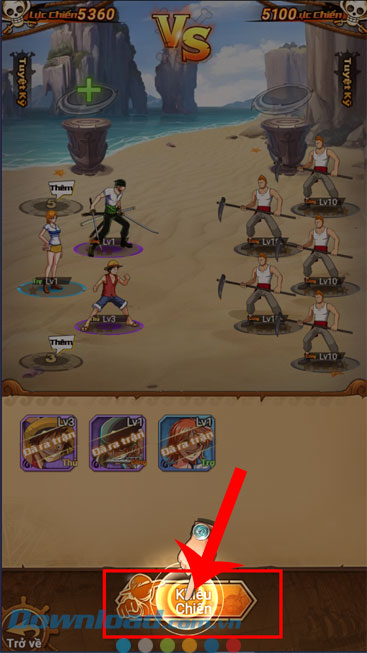 Nhấp chuột vào nút Khiêu chiến