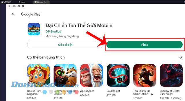 Nhấn vào nút Phát