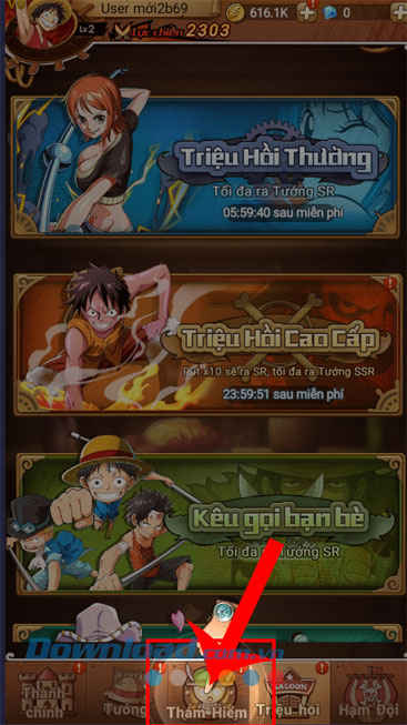 Nhấn vào mục Thám hiểm