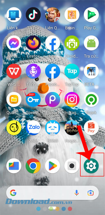 Mở ứng dụng Cài đặt