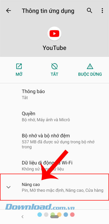 Ấn vào mục Nâng cao