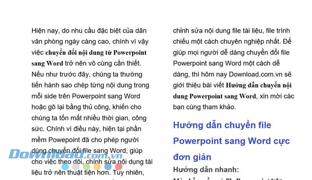 Văn bản được chia làm hai cột