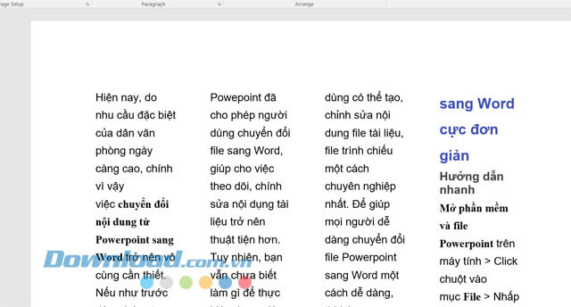 Văn bản được chia thành nhiều cột