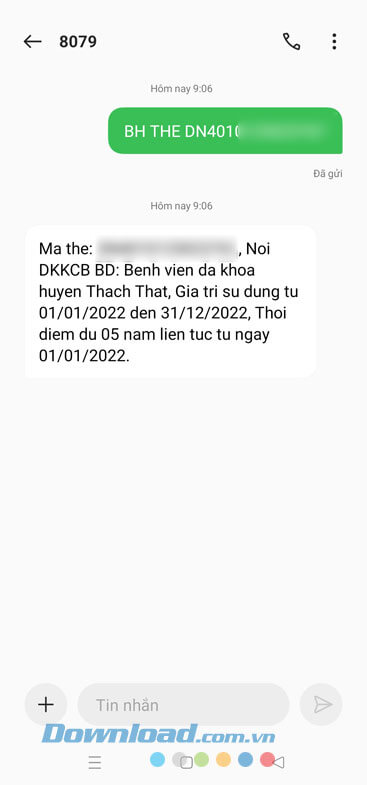 Kết quả trả về thông tin thẻ BHYT