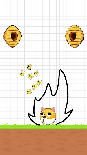 Bảo vệ chú chó của bạn khỏi bầy ong trong game Dog Rescue - Draw to Save