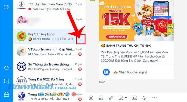 Nhấp chuột vào biểu tượng dấu ba chấm