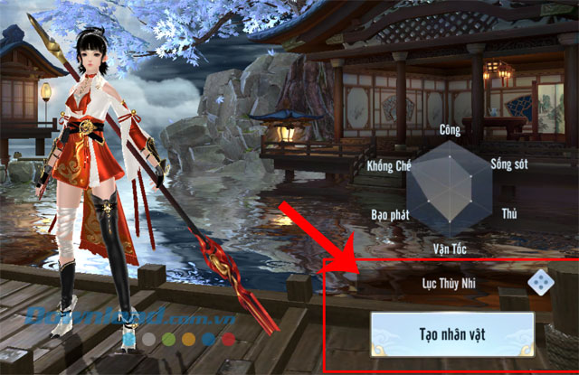 Đặt tên cho nhân vật > Nhấn vào nút Tạo nhân vật