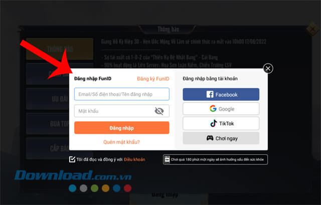Đăng nhập game Giang Hồ Kỳ Hiệp 3D