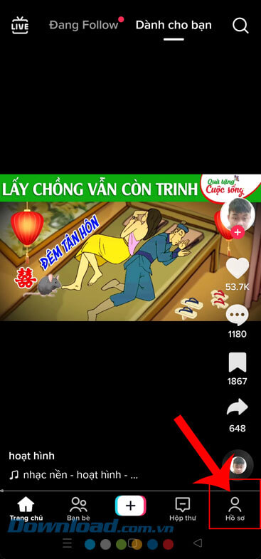 Ấn vào biểu tượng tài khoản