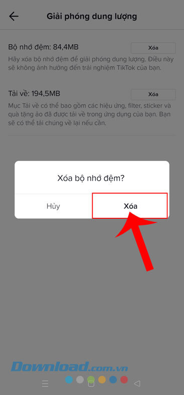 Ấn vào nút Xóa