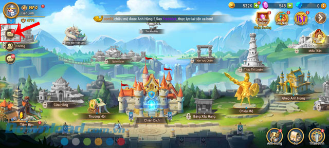 Ấn vào biểu tượng bức thư