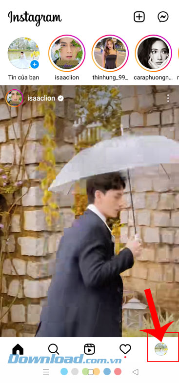 Ấn vào biểu tượng tài khoản