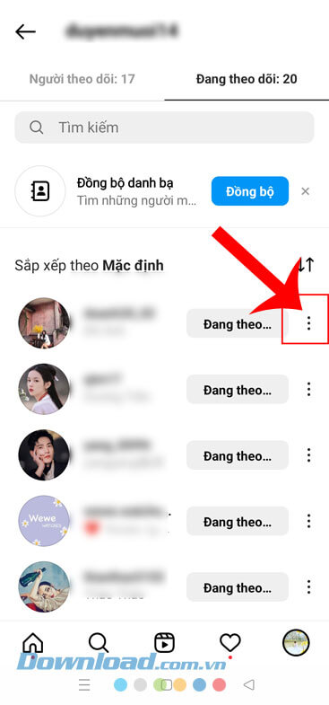 Nhấn vào biểu tượng dấu ba chấm