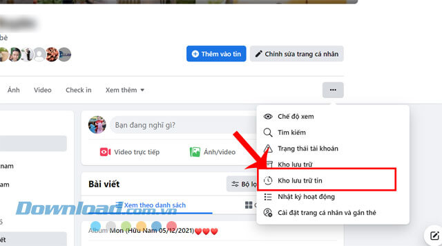 Nhấp chuột vào mục Kho lưu trữ tin