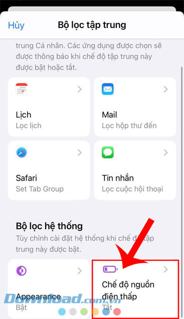  Ấn vào mục Chế độ nguồn thấp