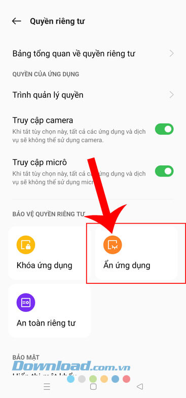 Ấn vào mục Ẩn ứng dụng