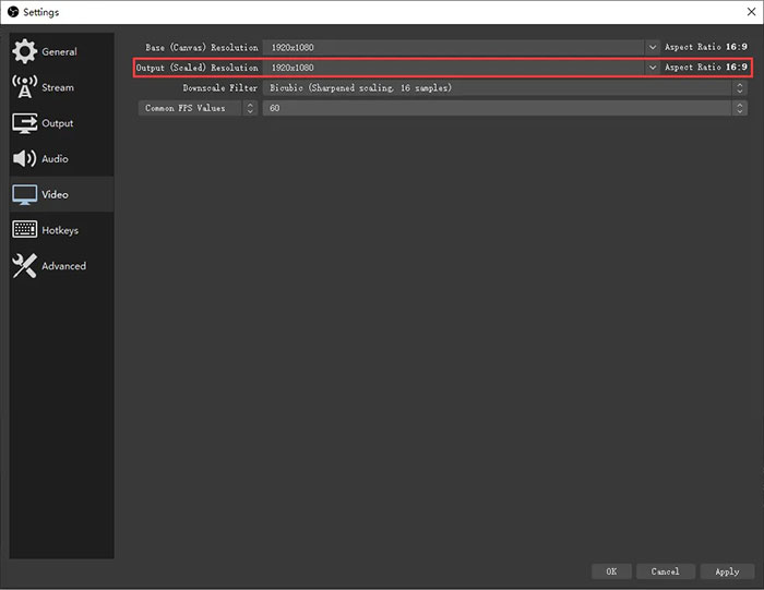 Output (Scaled) Resolution