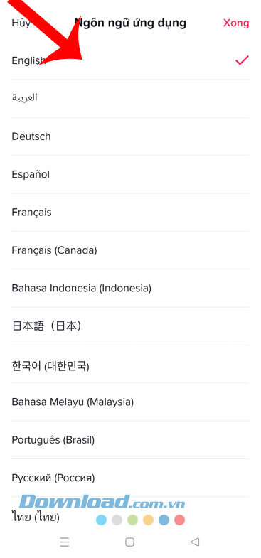 Chọn một ngôn ngữ bất kỳ