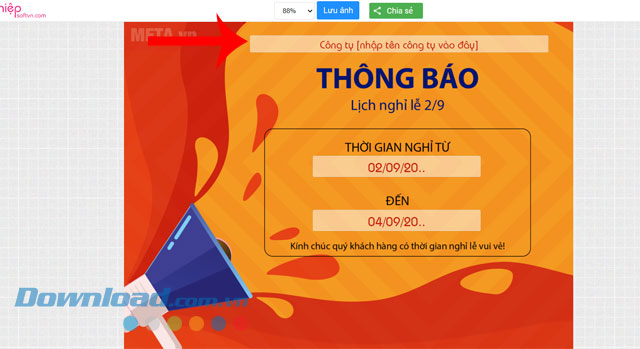 Nhập thông tin cần thiết