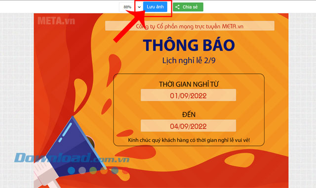 Click chuột vào nút Lưu ảnh