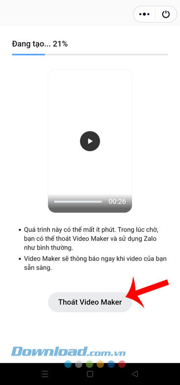  Chạm vào nút Thoát Video Maker