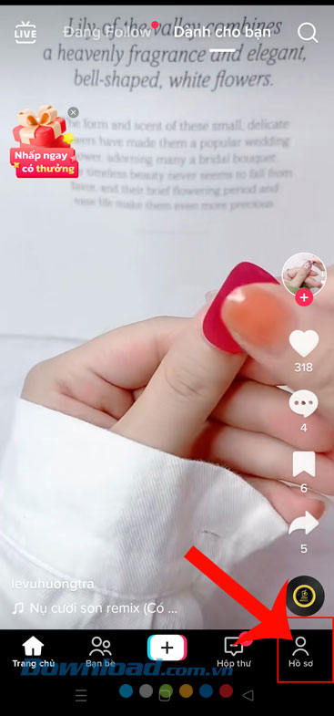 Ấn vào biểu tượng tài khoản